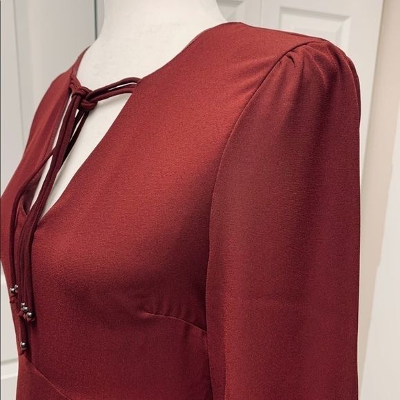 SAM EDELMAN NWT Bell Sleeve A-Line Dress Burgundy Red 4 - Picture 6 of 14